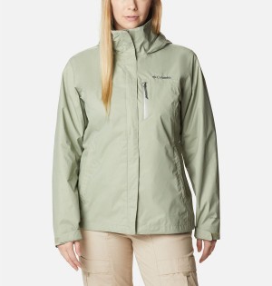 Green Columbia Pouration Women's Rain Jacket | 47216QPRI