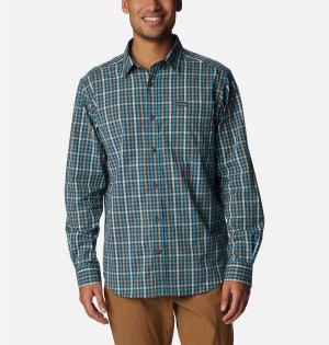 Green Columbia Rapid Rivers II Long Sleeve Men's Shirt | 56032HCDU