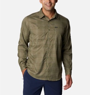 Green Columbia Silver Ridge Utility Lite Plaid Long Sleeve Men's Shirt | 09361NCEK