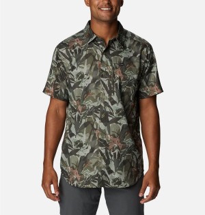 Green Columbia Silver Ridge Utility Lite Novelty Short Sleeve Men's Shirt | 10365AIZH