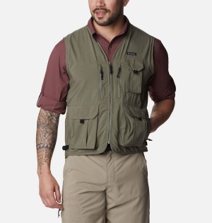 Green Columbia Silver Ridge Utility Men's Vest | 81364AGOQ