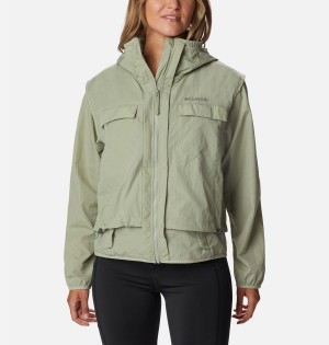 Green Columbia Spring Canyon Wind Interchange Women's 3 In 1 Jackets | 01862JXWV