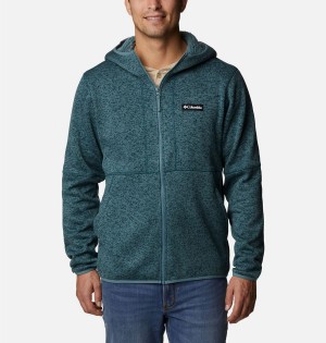 Green Columbia Sweater Weather Full Zip Hoodie Men's Fleece Jacket | 65238HRDL