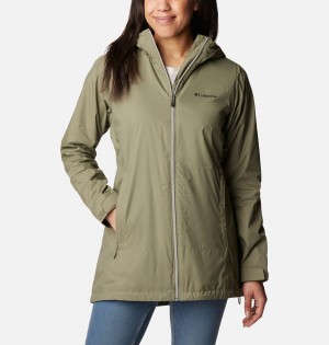 Green Columbia Switchback Lined Long Women's Rain Jacket | 79564NYOF