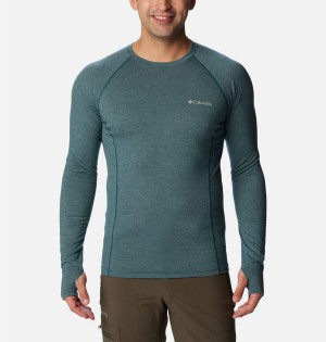 Green Columbia Tunnel Springs Wool Crew Baselayer Men's T-Shirt | 98540ZLXG