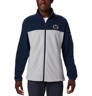 Grey Columbia Collegiate Flanker III - Penn State Men's Fleece Jacket | 53198MIRZ