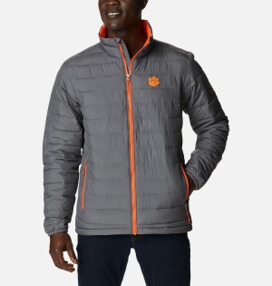 Grey Columbia Collegiate Powder Lite - Clemson Insulated Men's Puffer Jacket | 54903RCVI