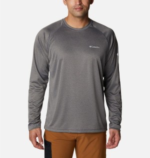 Grey Columbia Fork Stream Heather Long Sleeve Men's T-Shirt | 45218SIPX