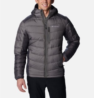 Grey Columbia Labyrinth Loop Omni Heat Infinity Hooded Insulated Men's Puffer Jacket | 13647USBI