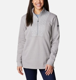 Grey Columbia Lodge Quilted Quarter Zip Tunic Women's Pullover | 34015KLMQ