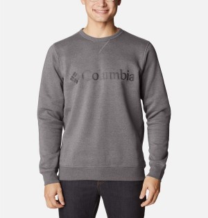 Grey Columbia Logo Fleece Crew Men's Pullover | 06729YNLV