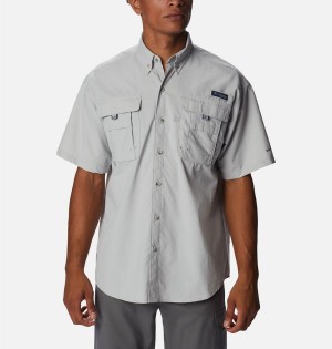 Grey Columbia PFG Bahama Icon Short Sleeve Men's Shirt | 31968LBUZ