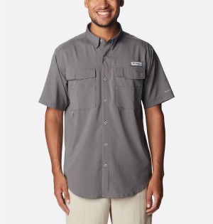 Grey Columbia PFG Blood and Guts IV Woven Short Sleeve Men's Shirt | 34058TRLO