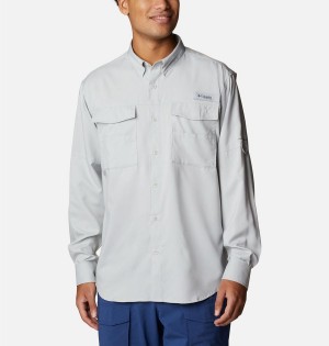 Grey Columbia PFG Blood and Guts IV Woven Long Sleeve Men's Shirt | 63210BNXH