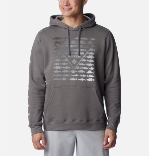 Grey Columbia PFG Elements Men's Hoodie | 71095QCTE