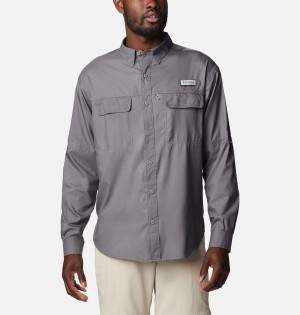 Grey Columbia PFG Skiff Guide Woven Long Sleeve Men's Shirt | 86273JWFM