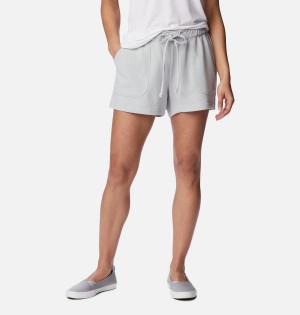 Grey Columbia PFG Slack Water French Terry Women's Shorts | 57108UDQG