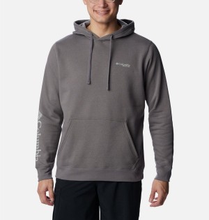 Grey Columbia PFG Sleeve II Graphic Men's Hoodie | 60493UTFP