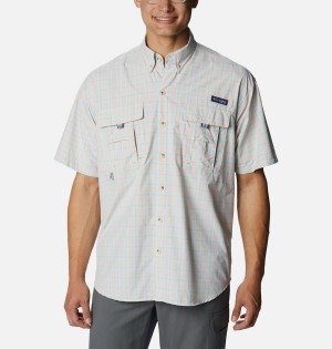 Grey Columbia PFG Super Bahama Short Sleeve Men's Shirt | 18475REIX