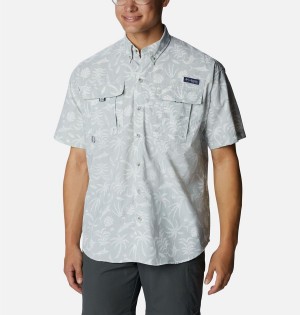 Grey Columbia PFG Super Bahama Short Sleeve Men's Shirt | 46287GRDU