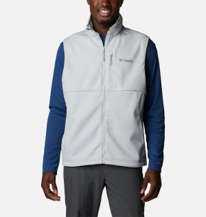 Grey Columbia PFG Terminal Stretch Softshell Men's Vest | 74328TAPQ