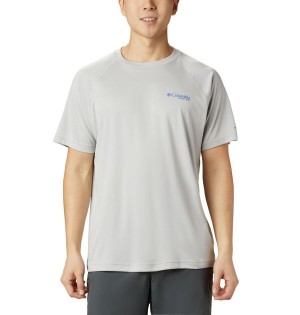 Grey Columbia PFG Terminal Tackle Heather Short Sleeve Men's T-Shirt | 12967EXKQ