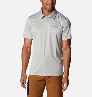 Grey Columbia PFG Terminal Tackle Heather Men's Polo Shirt | 49316COBU