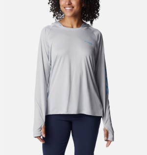 Grey Columbia PFG Tidal Tee Women's Hoodie | 54803JROV