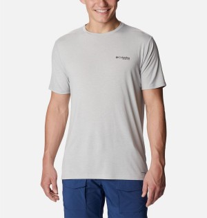 Grey Columbia PFG Triangle Fill Tech Men's T-Shirt | 69481FJXA