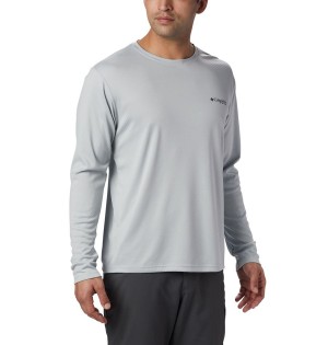 Grey Columbia PFG Zero Rules Long Sleeve Men's T-Shirt | 54693ARKN