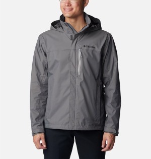 Grey Columbia Pouration Men's Rain Jacket | 37095AOGD