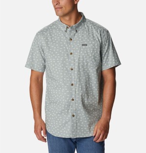 Grey Columbia Rapid Rivers Printed Short Sleeve Men's Shirt | 73042WQVS