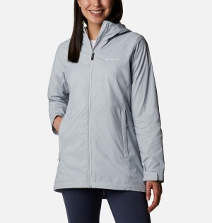 Grey Columbia Switchback Lined Long Women's Rain Jacket | 96532GOHX