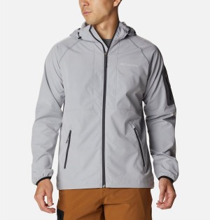 Grey Columbia Tall Heights Hooded Men's Softshell Jackets | 92801IKEW