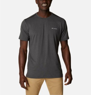 Grey Columbia Tech Trail Crew Neck Men's T-Shirt | 86435PXZC