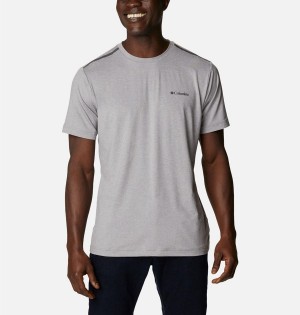 Grey Columbia Tech Trail Crew Neck Men's T-Shirt | 53718MYGS