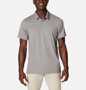 Grey Columbia Tech Trail Men's Polo Shirt | 04951QKEZ