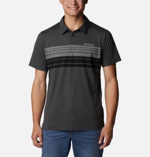 Grey Columbia Tech Trail Novelty Men's Polo Shirt | 25760HYMV