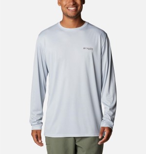 Grey Columbia Terminal Tackle PFG Fish Flag Long Sleeve Men's T-Shirt | 94268MPEA