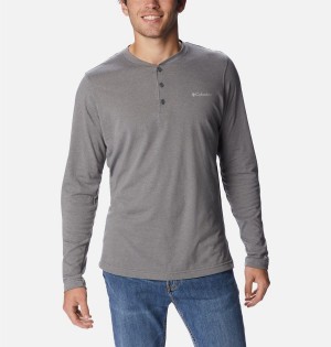 Grey Columbia Thistletown Hills Henley Men's T-Shirt | 96451GLBI