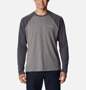 Grey Columbia Thistletown Hills Raglan Men's T-Shirt | 09564TVPR