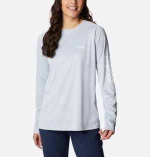 Grey Columbia Tidal PFG Heather Long Sleeve Women's T-Shirt | 70896DAMR