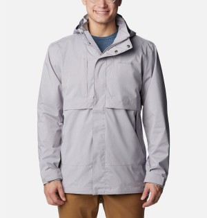 Grey Columbia Wright Lake Men's Rain Jacket | 52683VNPJ