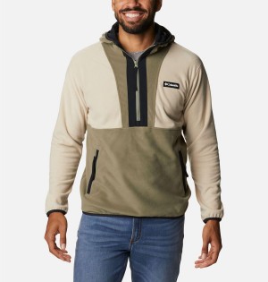 Khaki Columbia Back Bowl Lite Half Zip Fleece Men's Hoodie | 29715MTFK