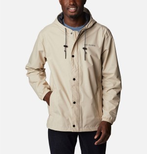 Khaki Columbia Cedar Cliff Men's Rain Jacket | 10295HOPA