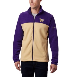 Khaki Columbia Collegiate Flanker III - Washington Men's Fleece Jacket | 92804CBKY