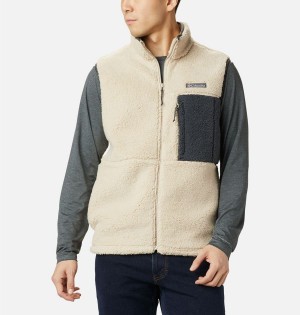 Khaki Columbia Mountainside Sherpa Fleece Men's Vest | 07925LNZG