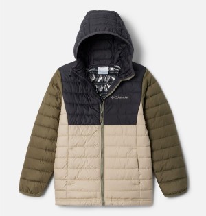 Khaki Columbia Powder Lite Hooded Kids' Jacket | 70569REGZ