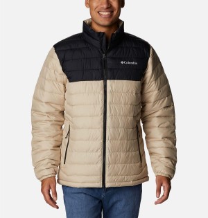 Khaki Columbia Powder Lite Insulated Men's Puffer Jacket | 09264ENGS