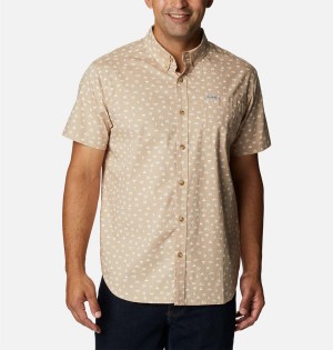 Khaki Columbia Rapid Rivers Printed Short Sleeve Men's Shirt | 53128VIBF